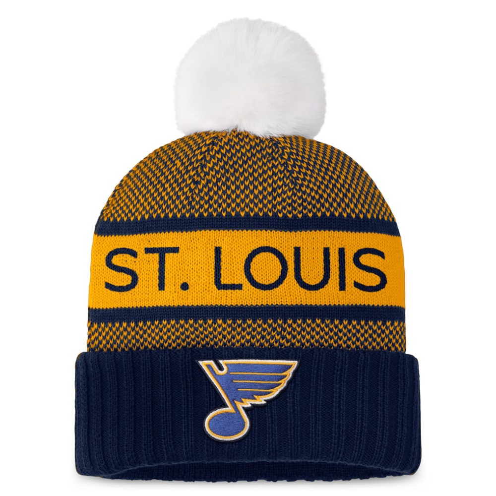 St. Louis Blues Fanatics Women's Authentic Pro Rink Cuffed Knit Hat with Pom