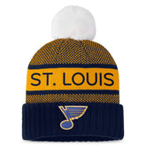 St. Louis Blues Fanatics Women's Authentic Pro Rink Cuffed Knit Hat with Pom