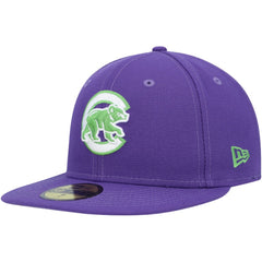 Chicago Cubs Lime Side Patch 59FIFTY Fitted Hat - Purple | New Era