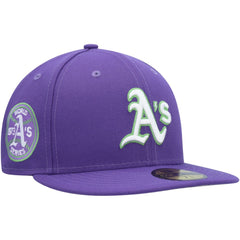 Athletics Lime Side Patch 59FIFTY Fitted Hat - Purple | New Era