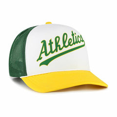 Athletics Foam Front Script Trucker Snapback Hat - White | 47 brand