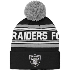 NFL Las Vegas Raiders Youth Jacquard Cuffed Knit Hat with Pom