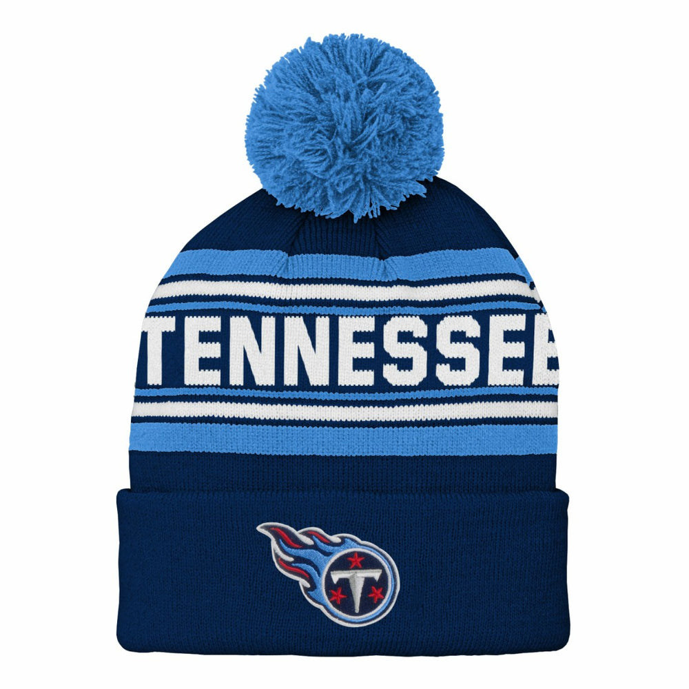 NFL Tennessee Titans Youth Jacquard Cuffed Knit Hat with Pom