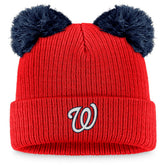 Washington Nationals Women's Double Pom Cuffed Knit Hat - Red/Navy