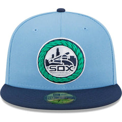 Chicago White Sox Green Undervisor 59FIFTY Fitted Hat - Light Blue/Navy | New Era
