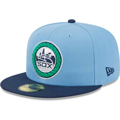 Chicago White Sox Green Undervisor 59FIFTY Fitted Hat - Light Blue/Navy | New Era