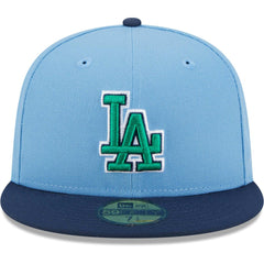 Los Angeles Dodgers Green Undervisor 59FIFTY Fitted Hat - Light Blue/Navy | New Era