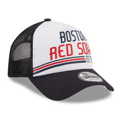 Boston Red Sox Stacked A-Frame Trucker 9FORTY Adjustable Hat - White/Navy | New Era