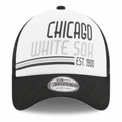 Chicago White Sox Stacked A-Frame Trucker 9FORTY Adjustable Hat - White/Black | New Era
