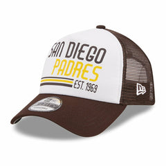 San Diego Padres Stacked A-Frame Trucker 9FORTY Adjustable Hat - White/Brown | New Era