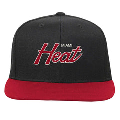 Miami Heat Youth Team Script Snapback Hat - Black | Mitchell & Ness sale