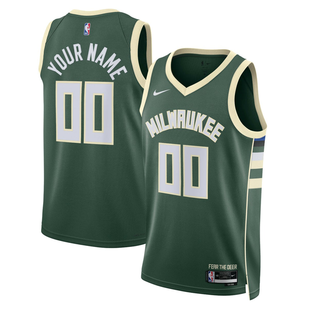 Milwaukee Bucks Unisex Swingman Custom Jersey Hunter Green - Icon Edition | Nike outlet