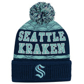 Seattle Kraken Youth Puck Cuffed Knit Hat with Pom