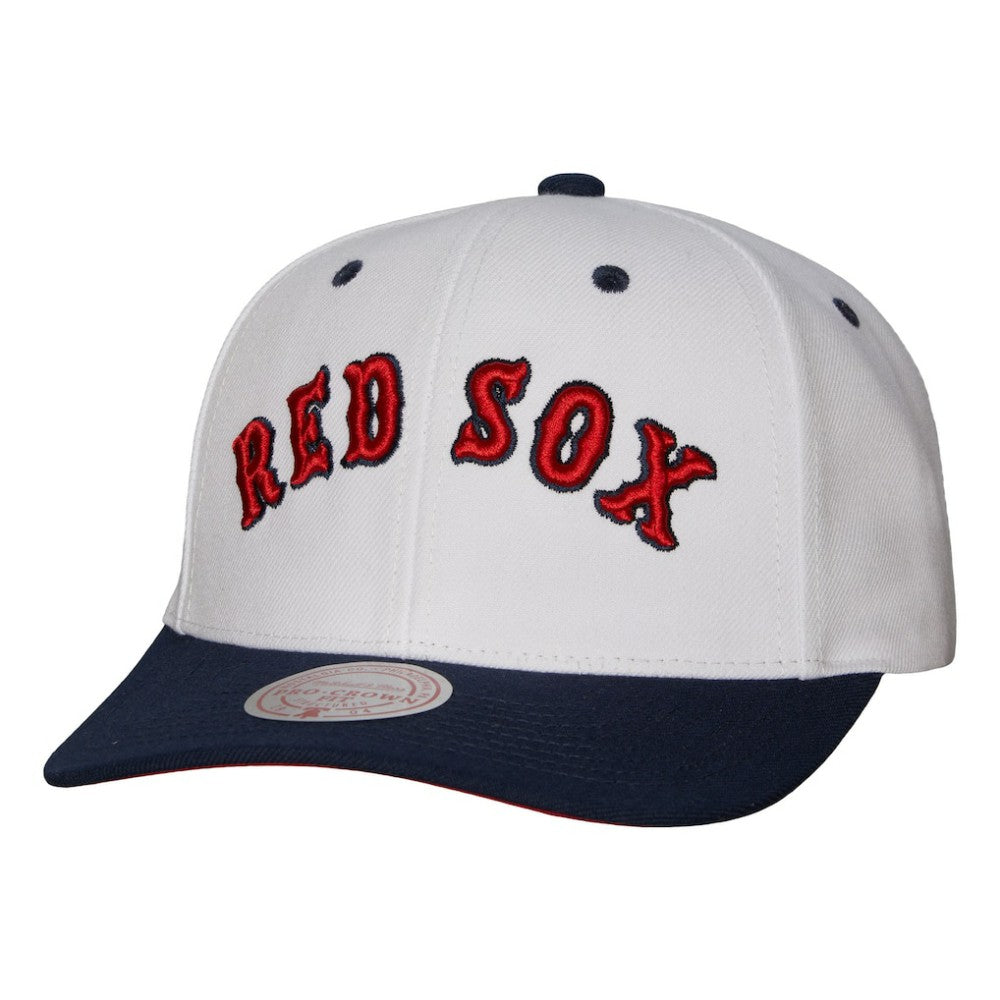 Boston Red Sox Cooperstown Collection Pro Crown Snapback Hat - White | Mitchell & Ness