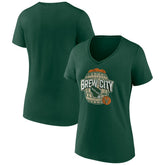 Milwaukee Bucks Women's Announcer V-Neck T-Shirt - Hunter Green on sale