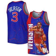 Allen Iverson Philadelphia 76ers 1996-97 Hardwood Classics Player Burst Tank Top - Royal | Mitchell & Ness online