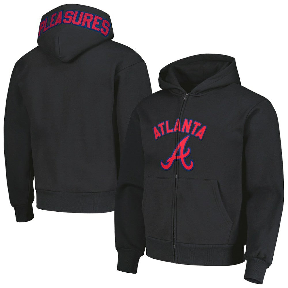 Atlanta Braves PLEASURES Opening Day Full-Zip Hoodie - Black