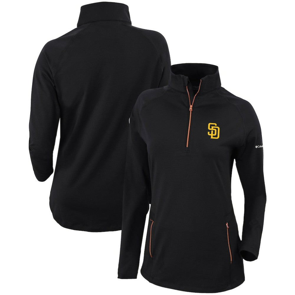 San Diego Padres Women's Omni-Wick Outward Nine Quarter-Zip Pullover Top - Black | Columbia