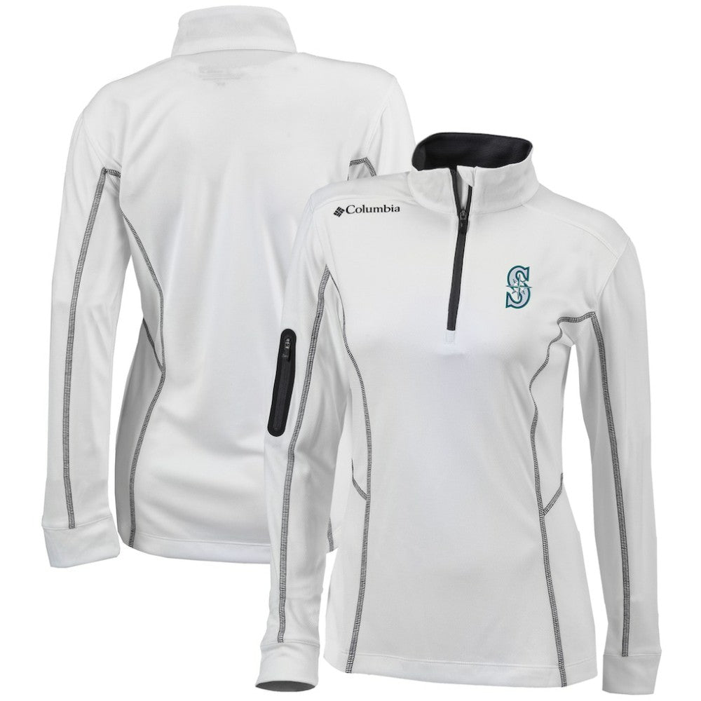 Seattle Mariners Women's Omni-Wick Shotgun Quarter-Zip Pullover Top - White | Columbia