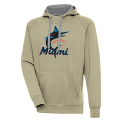 Miami Marlins Antigua Victory Pullover Hoodie - Khaki