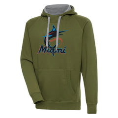 Miami Marlins Antigua Victory Pullover Hoodie - Olive