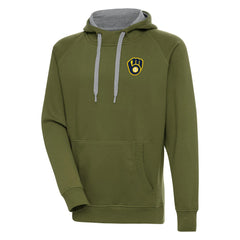 Milwaukee Brewers Antigua Victory Pullover Hoodie - Olive