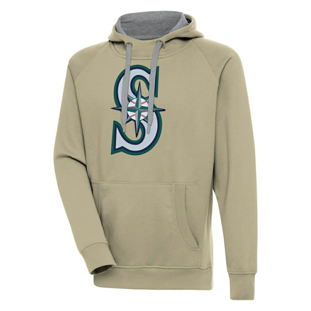 Seattle Mariners Antigua Victory Pullover Hoodie - Khaki