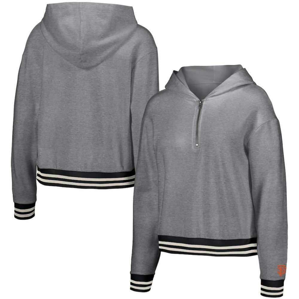 San Francisco Giants Lusso Women's Magnolia Tri-Blend Quarter-Zip Hoodie - Gray