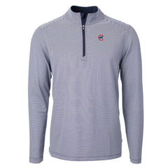 Chicago Cubs Cutter & Buck Virtue Eco Pique Micro Stripe Recycled Quarter-Zip Pullover Top - Navy/White