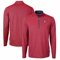 Cleveland Guardians Cutter & Buck Virtue Eco Pique Micro Stripe Recycled Quarter-Zip Pullover Top - Red/Navy