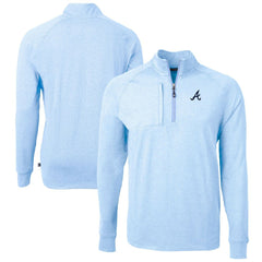 Atlanta Braves Cutter & Buck Adapt Eco Knit Stretch Recycled Quarter-Zip Pullover Top - Heather Light Blue