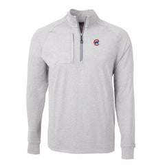 Chicago Cubs Cutter & Buck Adapt Eco Knit Stretch Recycled Quarter-Zip Pullover Top - Heather Gray