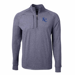 Kansas City Royals Cutter & Buck Adapt Eco Knit Stretch Recycled Quarter-Zip Pullover Top - Heather Navy