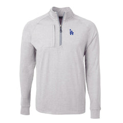 Los Angeles Dodgers Cutter & Buck Adapt Eco Knit Stretch Recycled Quarter-Zip Pullover Top - Heather Gray