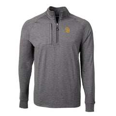 San Diego Padres Cutter & Buck Adapt Eco Knit Stretch Recycled Quarter-Zip Pullover Top - Heather Black