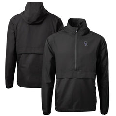 Colorado Rockies Cutter & Buck Charter Eco Recycled Half-Zip Anorak Jacket - Black
