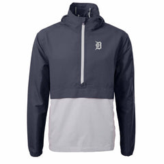 Detroit Tigers Cutter & Buck Charter Eco Recycled Half-Zip Anorak Jacket - Navy/Gray