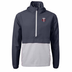 Minnesota Twins Cutter & Buck Charter Eco Recycled Half-Zip Anorak Jacket - Navy/Gray