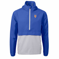 New York Mets Cutter & Buck Charter Eco Recycled Half-Zip Anorak Jacket - Royal/Gray