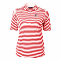 Detroit Tigers Cutter & Buck Women's Virtue Eco Pique Stripe Recycled Quarter-Zip Pullover Top - Red