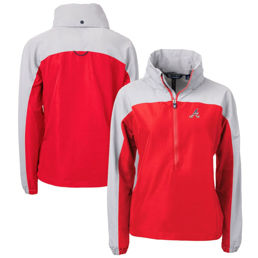 Atlanta Braves Cutter & Buck Women's Charter Eco Recycled Anorak Jacket - Red/Gray