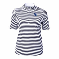 Tampa Bay Rays Cutter & Buck Women's Virtue Eco Pique Stripe Top - Navy