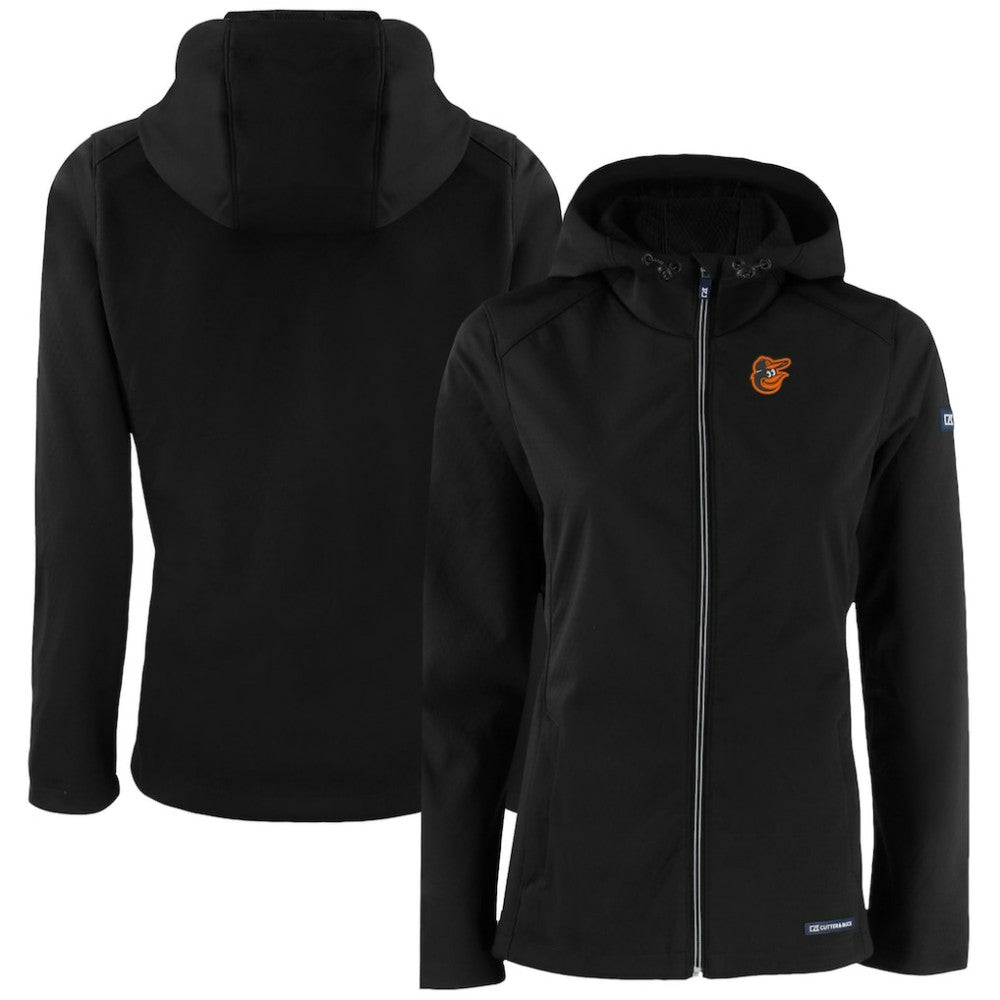 Baltimore Orioles Cutter & Buck Women's Evoke Eco Softshell Recycled Full-Zip Jacket - Black