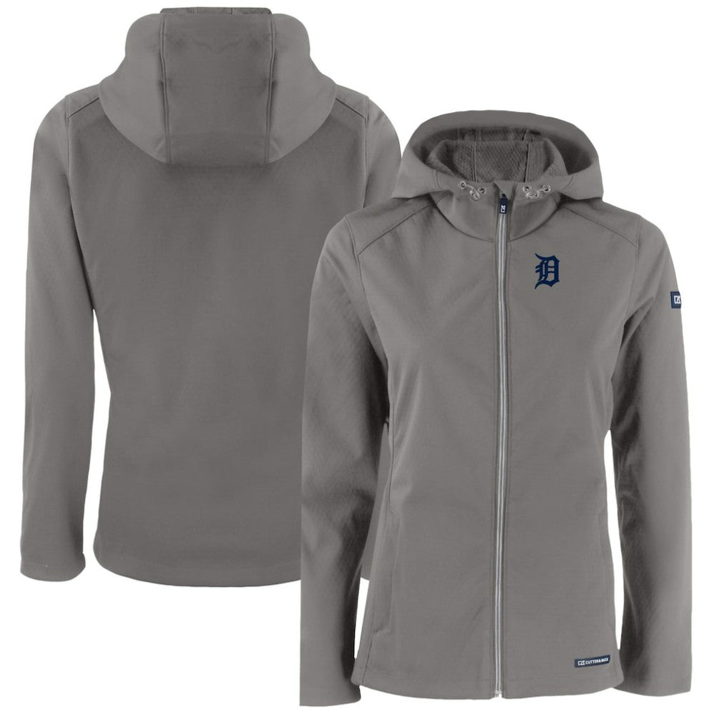 Detroit Tigers Cutter & Buck Women's Evoke Eco Softshell Recycled Full-Zip Jacket - Gray