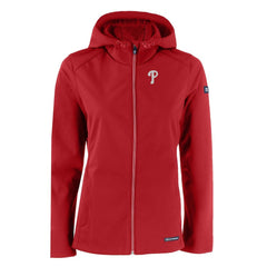 Philadelphia Phillies Cutter & Buck Women's Evoke Eco Softshell Recycled Full-Zip Jacket - Red