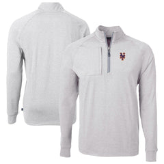 New York Mets Cutter & Buck Big & Tall Adapt Eco Knit Stretch Recycled Quarter-Zip Pullover Top - Heather Gray