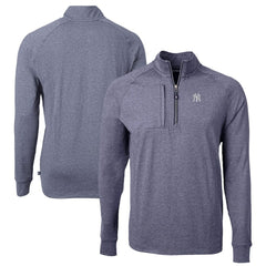 New York Yankees Cutter & Buck Big & Tall Adapt Eco Knit Stretch Recycled Quarter-Zip Pullover Top - Heather Navy