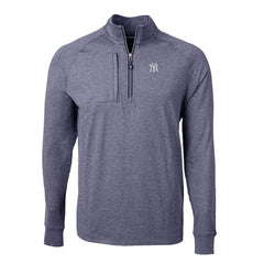 New York Yankees Cutter & Buck Big & Tall Adapt Eco Knit Stretch Recycled Quarter-Zip Pullover Top - Heather Navy