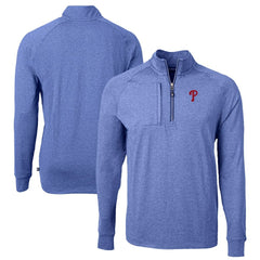 Philadelphia Phillies Cutter & Buck Big & Tall Adapt Eco Knit Stretch Recycled Quarter-Zip Pullover Top - Heather Royal