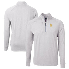 San Diego Padres Cutter & Buck Big & Tall Adapt Eco Knit Stretch Recycled Quarter-Zip Pullover Top - Heather Gray
